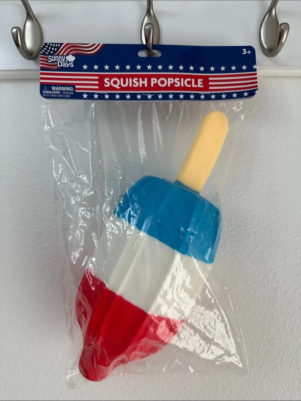 SQUISH POPSICLE Sunny Days Sensory Squishy Fidget Toy, Patriotic Red White Blue